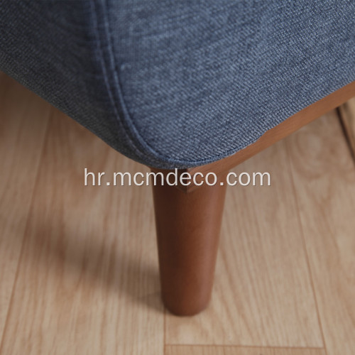 Kauč ​​od tkanine Midcentury s tri sjedala s drvenim okvirom